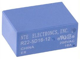 NTE ELECTRONICS R22-5D16-12 POWER RELAY, SPDT, 12VDC, 16A, PC BOARD