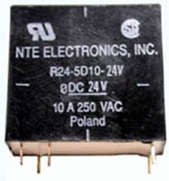 NTE ELECTRONICS R24-5D10-12V POWER RELAY, SPDT, 12VDC, 10A, PC BOARD