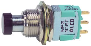 TE CONNECTIVITY / ALCOSWITCH MPG106F SWITCH, PUSHBUTTON, SPDT, 6A, 125VAC, SOLDER LUG