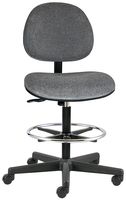 BEVCO V4507HC-GRY Upholstered Task Stool on Hard-Floor Casters w/Footring