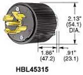 HUBBELL WIRING DEVICES HBL45915 CONNECTOR, POWER ENTRY, PLUG, 20A